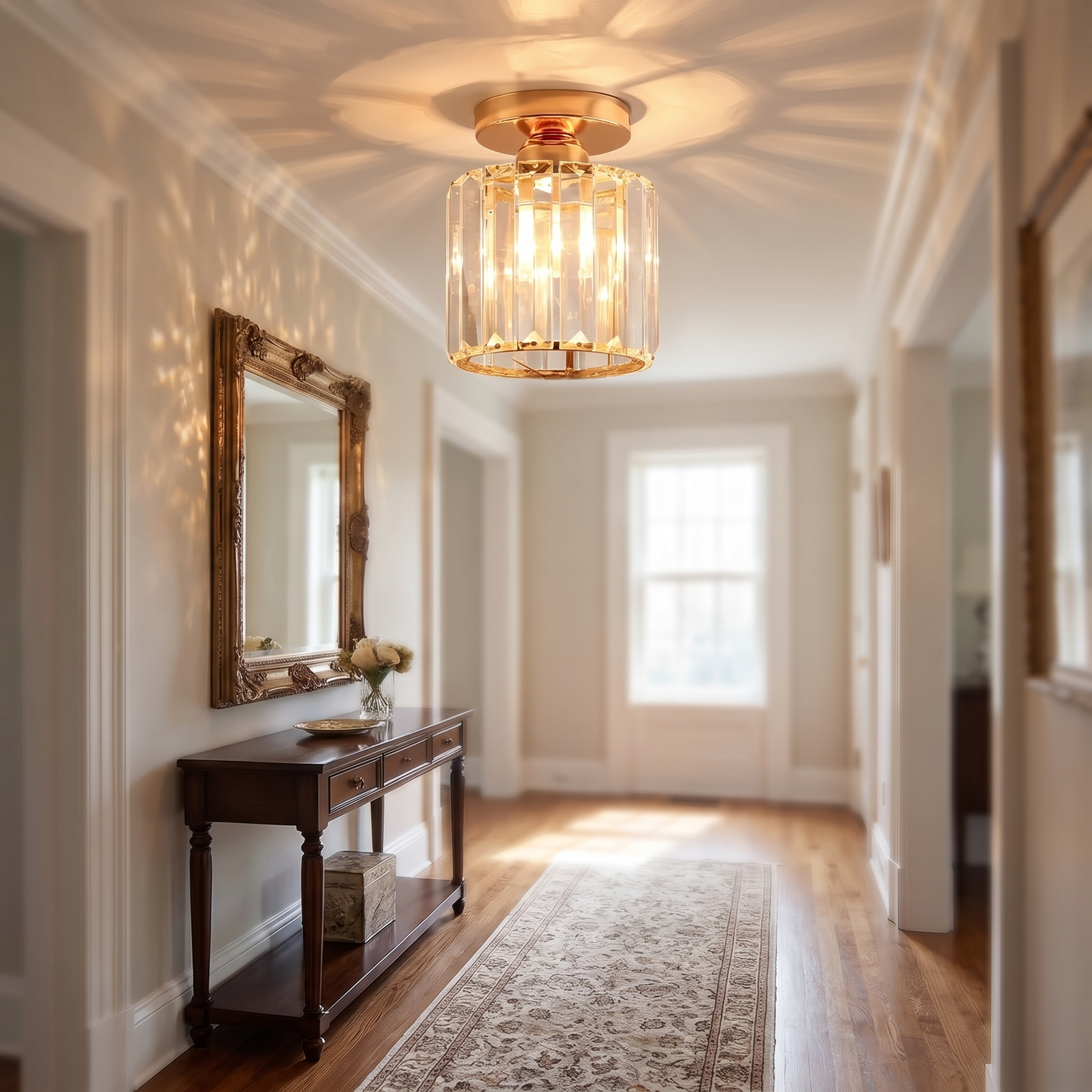 Paragon Crystal Corridor Ceiling Light in an elegant hallway