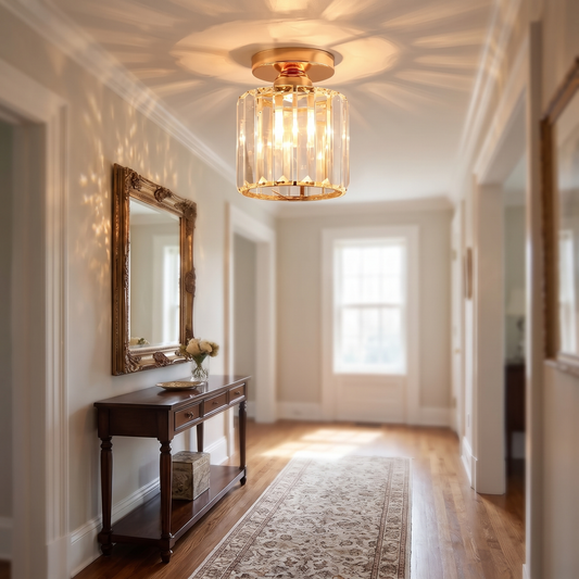 Paragon Crystal Corridor Ceiling Light in an elegant hallway