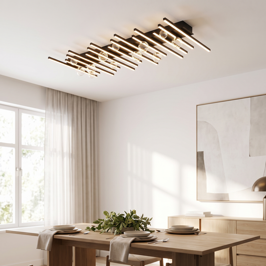 Linear Bubble LED Ceiling Light above a dining table