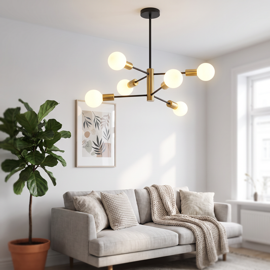 Nordic Sputnik Chandelier in a Scandinavian living room