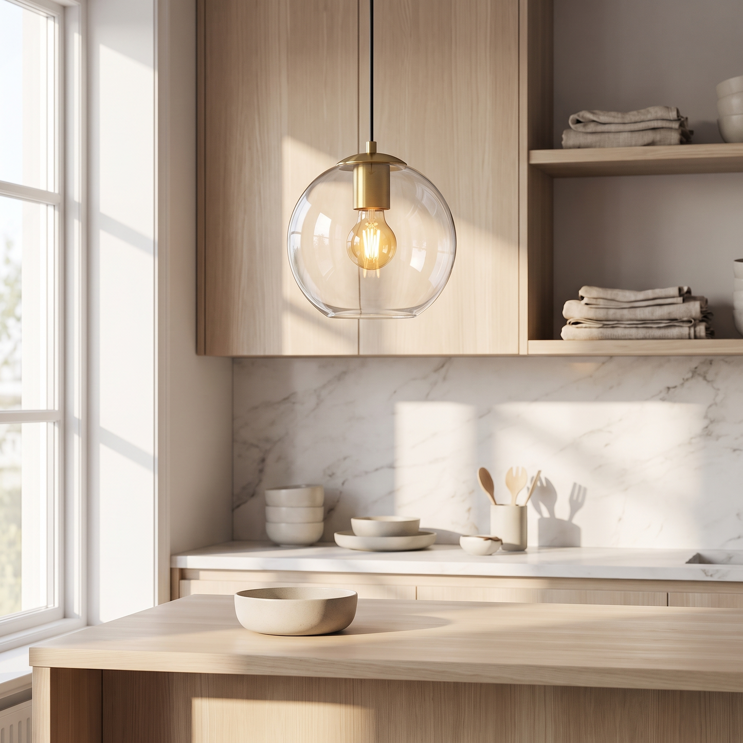 Nordic Glass Globe Pendant Light in a Scandinavian interior